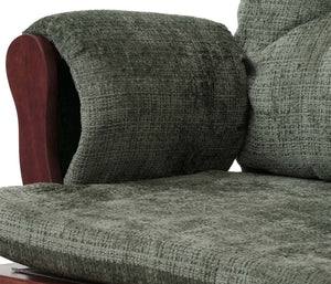 Relaxsessel Schaukelstuhl mit Hocker Chenille Öko-Tex grün dunkles Gestell