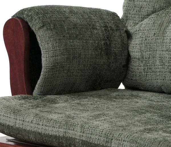 Relaxsessel Schaukelstuhl mit Hocker Chenille Öko-Tex grün dunkles Gestell