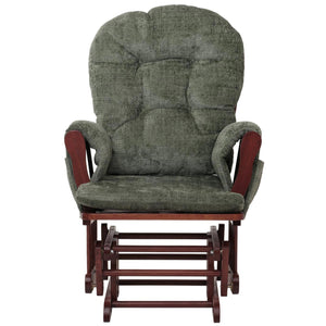 Relaxsessel Schaukelstuhl mit Hocker Chenille Öko-Tex grün dunkles Gestell