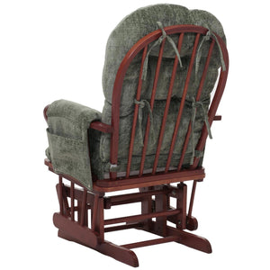 Relaxsessel Schaukelstuhl mit Hocker Chenille Öko-Tex grün dunkles Gestell