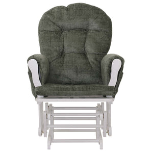 Relaxsessel Schaukelstuhl mit Hocker Chenille Öko-Tex grün weisses Gestell