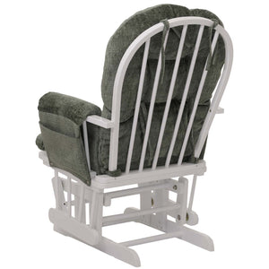 Relaxsessel Schaukelstuhl mit Hocker Chenille Öko-Tex grün weisses Gestell