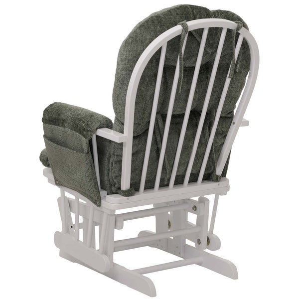 Relaxsessel Schaukelstuhl mit Hocker Chenille Öko-Tex grün weisses Gestell