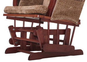 Relaxsessel Schaukelstuhl mit Hocker Chenille Öko-Tex hellbraun dunkles Gestell