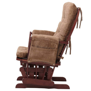 Relaxsessel Schaukelstuhl mit Hocker Chenille Öko-Tex hellbraun dunkles Gestell
