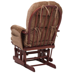 Relaxsessel Schaukelstuhl mit Hocker Chenille Öko-Tex hellbraun dunkles Gestell