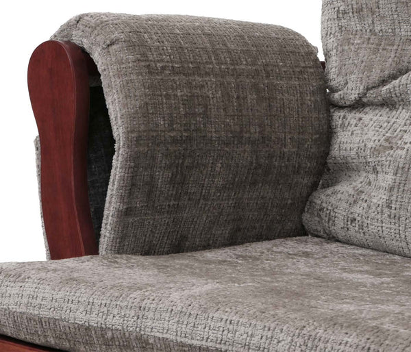 Relaxsessel Schaukelstuhl mit Hocker Chenille Öko-Tex hellgrau dunkles Gestell