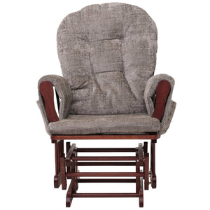 Relaxsessel Schaukelstuhl mit Hocker Chenille Öko-Tex hellgrau dunkles Gestell