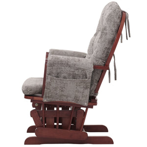 Relaxsessel Schaukelstuhl mit Hocker Chenille Öko-Tex hellgrau dunkles Gestell