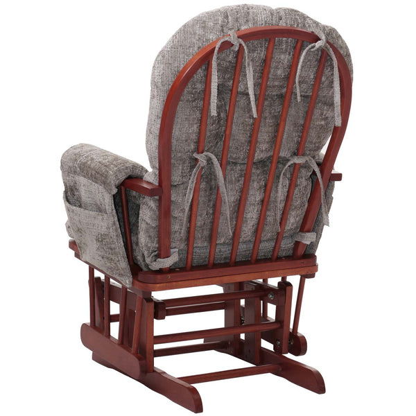 Relaxsessel Schaukelstuhl mit Hocker Chenille Öko-Tex hellgrau dunkles Gestell