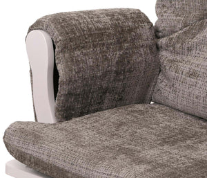 Relaxsessel Schaukelstuhl mit Hocker Chenille Öko-Tex hellgrau weisses Gestell