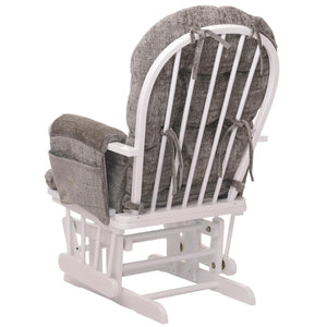 Relaxsessel Schaukelstuhl mit Hocker Chenille Öko-Tex hellgrau weisses Gestell