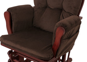 Relaxsessel Schaukelstuhl mit Hocker Cord Öko-Tex braun dunkles Gestell