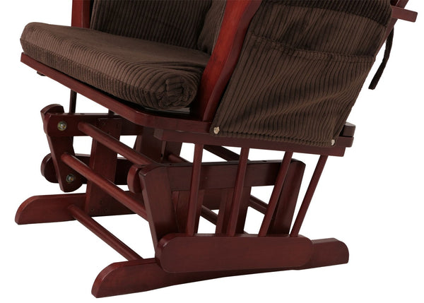 Relaxsessel Schaukelstuhl mit Hocker Cord Öko-Tex braun dunkles Gestell