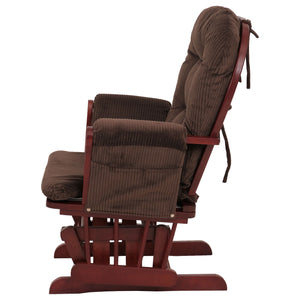 Relaxsessel Schaukelstuhl mit Hocker Cord Öko-Tex braun dunkles Gestell