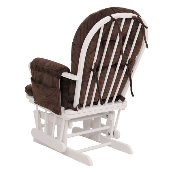 Relaxsessel Schaukelstuhl mit Hocker Cord Öko-Tex braun weisses Gestell