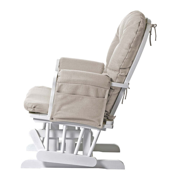 Relaxsessel Schaukelstuhl mit Hocker Stoff creme weisses Gestell