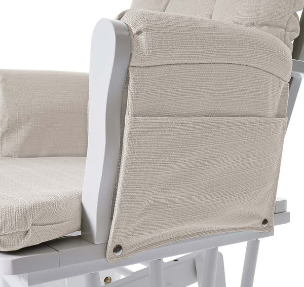 Relaxsessel Schaukelstuhl mit Hocker Stoff creme weisses Gestell