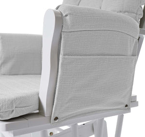 Relaxsessel Schaukelstuhl mit Hocker Stoff hellgrau weisses Gestell