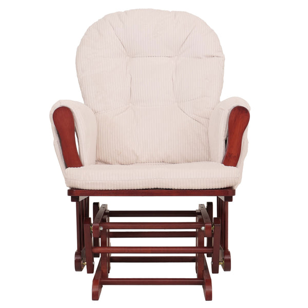 Relaxsessel Schaukelstuhl Schwingstuhl mit Hocker Cord Öko-Tex creme Gestell dunkel
