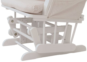 Relaxsessel Schaukelstuhl Schwingstuhl mit Hocker Cord Öko-Tex creme Gestell weiss