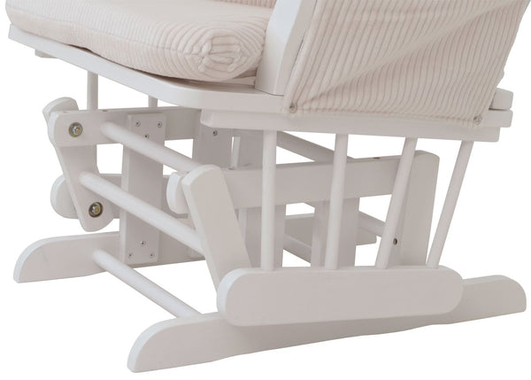 Relaxsessel Schaukelstuhl Schwingstuhl mit Hocker Cord Öko-Tex creme Gestell weiss
