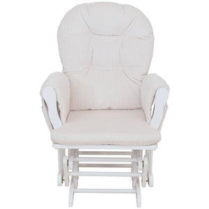 Relaxsessel Schaukelstuhl Schwingstuhl mit Hocker Cord Öko-Tex creme Gestell weiss