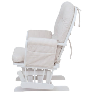 Relaxsessel Schaukelstuhl Schwingstuhl mit Hocker Cord Öko-Tex creme Gestell weiss