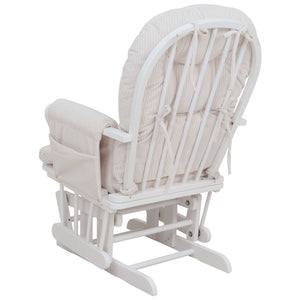Relaxsessel Schaukelstuhl Schwingstuhl mit Hocker Cord Öko-Tex creme Gestell weiss