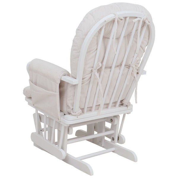 Relaxsessel Schaukelstuhl Schwingstuhl mit Hocker Cord Öko-Tex creme Gestell weiss