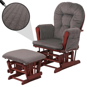 Relaxsessel Schaukelstuhl Schwingstuhl mit Hocker Cord Öko-Tex dunkelgrau Gestell dunkel