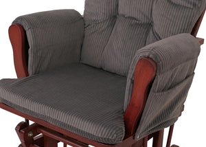 Relaxsessel Schaukelstuhl Schwingstuhl mit Hocker Cord Öko-Tex dunkelgrau Gestell dunkel