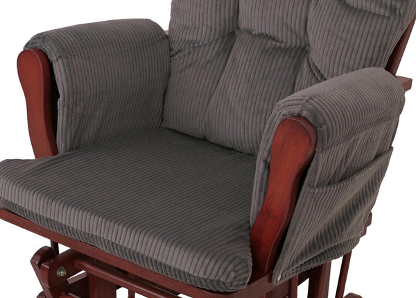 Relaxsessel Schaukelstuhl Schwingstuhl mit Hocker Cord Öko-Tex dunkelgrau Gestell dunkel