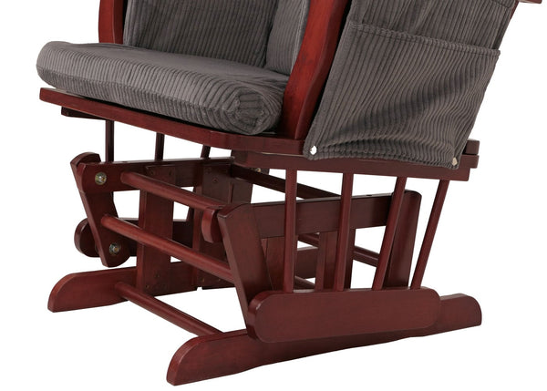 Relaxsessel Schaukelstuhl Schwingstuhl mit Hocker Cord Öko-Tex dunkelgrau Gestell dunkel