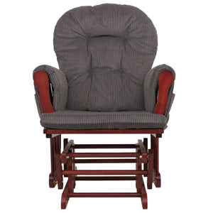 Relaxsessel Schaukelstuhl Schwingstuhl mit Hocker Cord Öko-Tex dunkelgrau Gestell dunkel