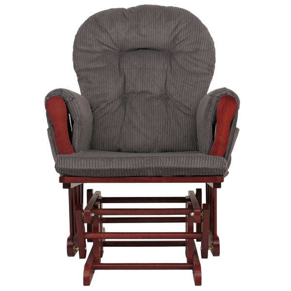 Relaxsessel Schaukelstuhl Schwingstuhl mit Hocker Cord Öko-Tex dunkelgrau Gestell dunkel