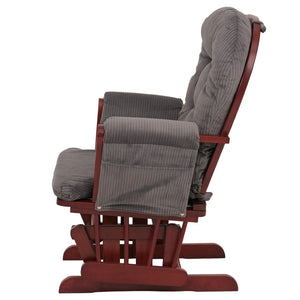 Relaxsessel Schaukelstuhl Schwingstuhl mit Hocker Cord Öko-Tex dunkelgrau Gestell dunkel