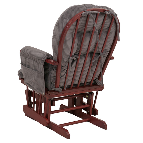 Relaxsessel Schaukelstuhl Schwingstuhl mit Hocker Cord Öko-Tex dunkelgrau Gestell dunkel