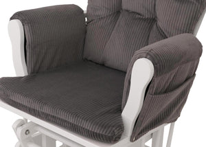 Relaxsessel Schaukelstuhl Schwingstuhl mit Hocker Cord Öko-Tex dunkelgrau Gestell weiss