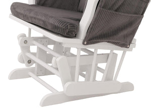 Relaxsessel Schaukelstuhl Schwingstuhl mit Hocker Cord Öko-Tex dunkelgrau Gestell weiss