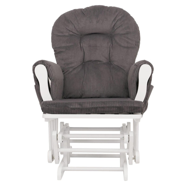 Relaxsessel Schaukelstuhl Schwingstuhl mit Hocker Cord Öko-Tex dunkelgrau Gestell weiss