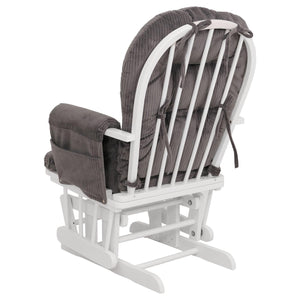 Relaxsessel Schaukelstuhl Schwingstuhl mit Hocker Cord Öko-Tex dunkelgrau Gestell weiss