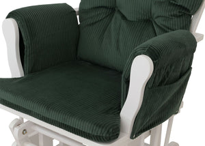 Relaxsessel Schaukelstuhl Schwingstuhl mit Hocker Cord Öko-Tex grün Gestell weiss