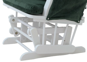 Relaxsessel Schaukelstuhl Schwingstuhl mit Hocker Cord Öko-Tex grün Gestell weiss