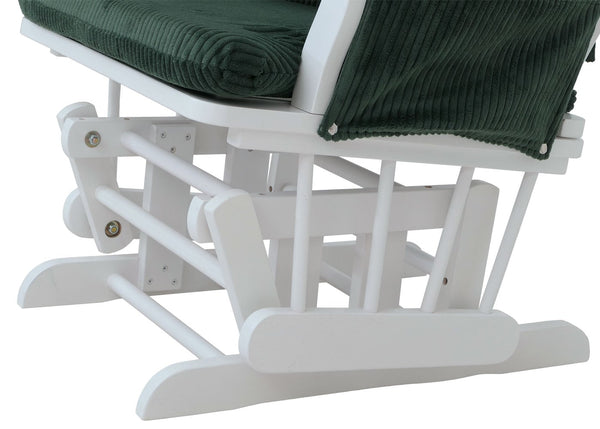 Relaxsessel Schaukelstuhl Schwingstuhl mit Hocker Cord Öko-Tex grün Gestell weiss