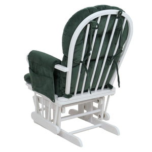 Relaxsessel Schaukelstuhl Schwingstuhl mit Hocker Cord Öko-Tex grün Gestell weiss
