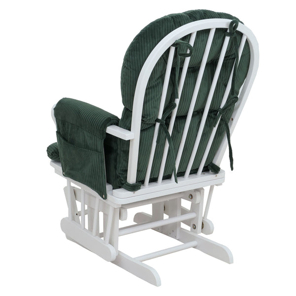 Relaxsessel Schaukelstuhl Schwingstuhl mit Hocker Cord Öko-Tex grün Gestell weiss