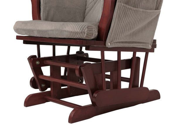 Relaxsessel Schaukelstuhl Schwingstuhl mit Hocker Cord Öko-Tex hellgrau Gestell dunkel