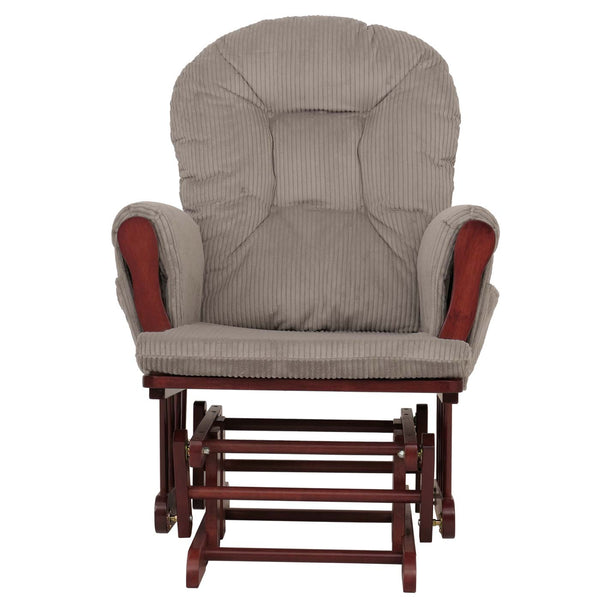 Relaxsessel Schaukelstuhl Schwingstuhl mit Hocker Cord Öko-Tex hellgrau Gestell dunkel