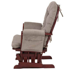 Relaxsessel Schaukelstuhl Schwingstuhl mit Hocker Cord Öko-Tex hellgrau Gestell dunkel